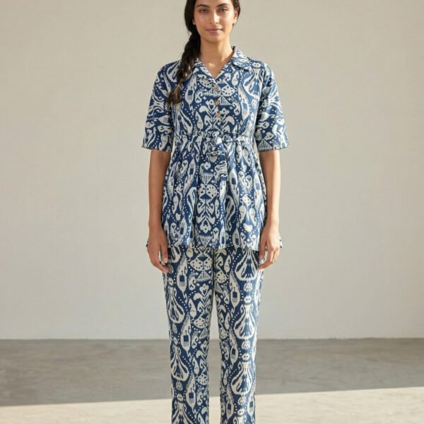 Blue Paisley Tie-Shoulder Midi Dress (Copy)